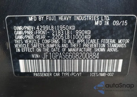 2016 Subaru Impreza 2.0I Sport Premium из США, поврежденный, VIN JF1GPAS66G8200884